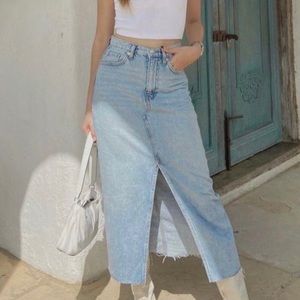 Mango Denim Slit Skirt